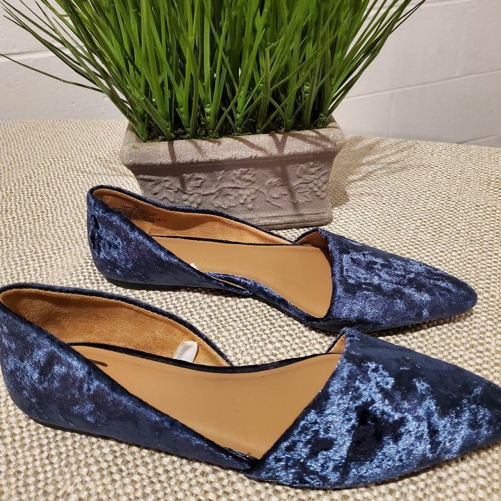 Blue Velour Flats Size 7.5